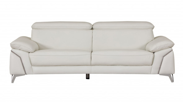Three Piece Indoor White Italian Leather Six Person Seating Set