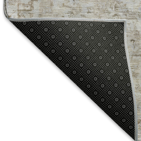 3' X 5' Chocolate And Beige Oriental Washable Area Rug With UV Protection