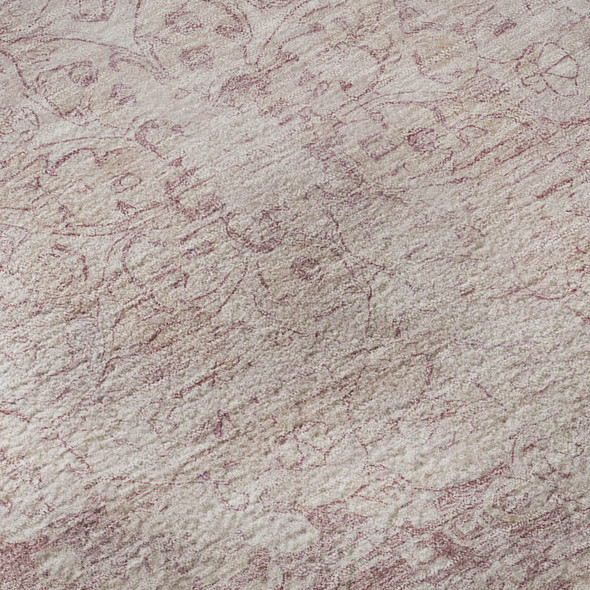 10' X 14' Pink And Ivory Oriental Washable Area Rug With UV Protection
