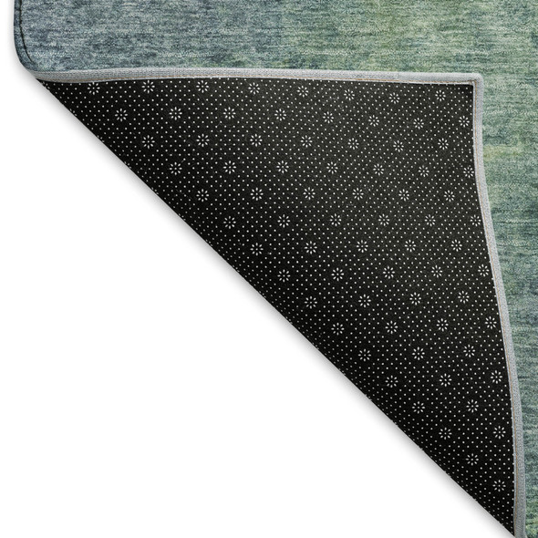3' X 5' Blue Green And Beige Abstract Washable Area Rug With UV Protection