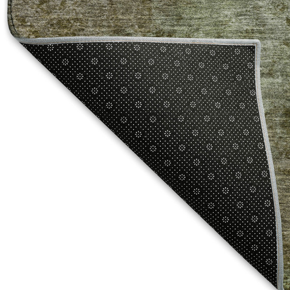 10' X 14' Coffee Green And Taupe Abstract Washable Area Rug With UV Protection