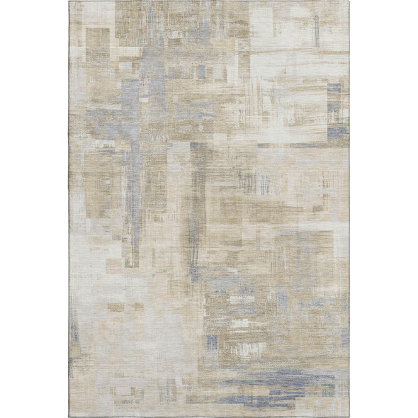9' X 12' Ivory Beige And Gray Abstract Washable Area Rug With UV Protection