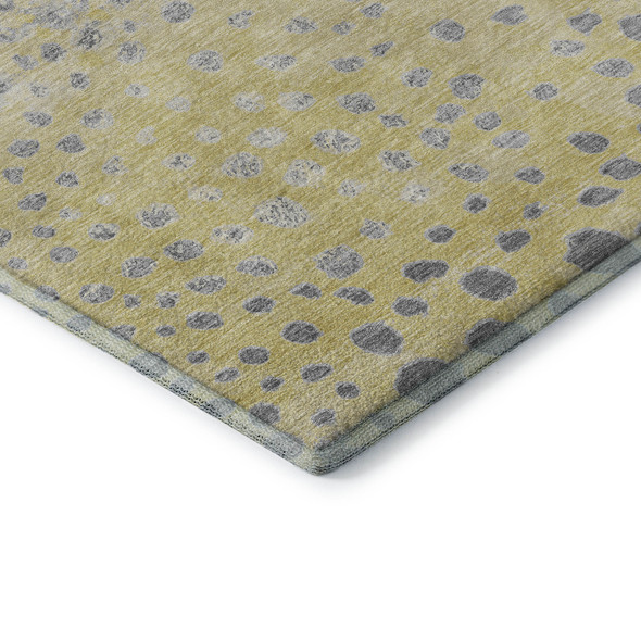 10' X 14' Gold Ivory And Gray Polka Dot Washable Area Rug With UV Protection