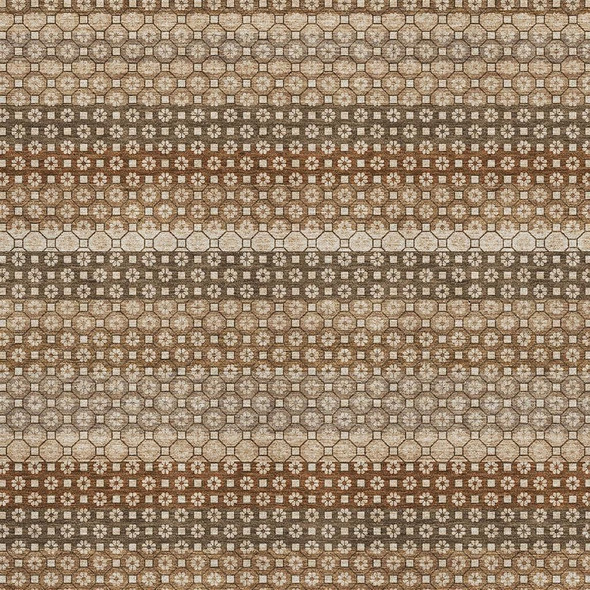 3' X 5' Taupe Rust And Brown Striped Washable Area Rug With UV Protection