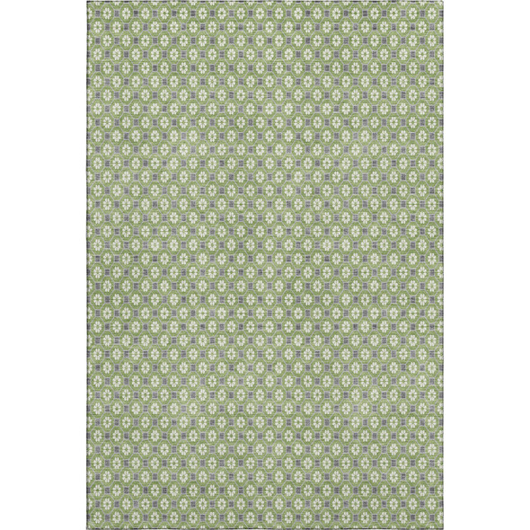 3' X 5' Green Gray And Ivory Geometric Washable Area Rug With UV Protection