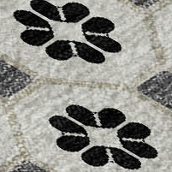 10' X 14' Ivory Black And Gray Geometric Washable Area Rug With UV Protection