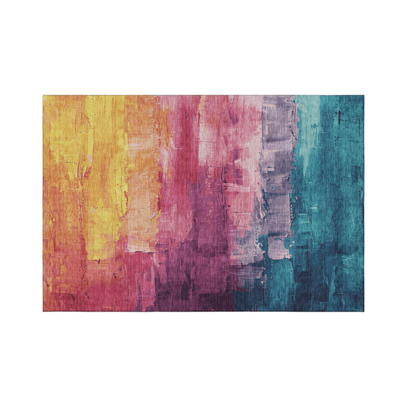 3' X 5' Merlot Gold Blue And Purple Abstract Washable Area Rug With UV Protection