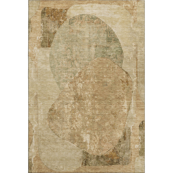 3' X 5' Brown And Beige Abstract Washable Area Rug With UV Protection