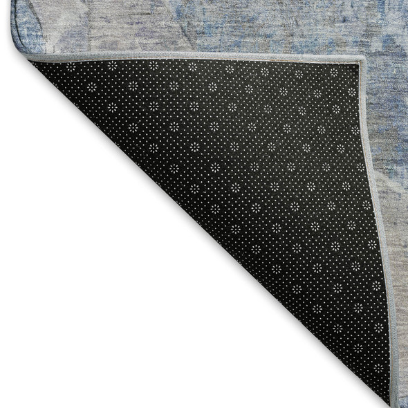 9' X 12' Blue Gray And Charcoal Abstract Washable Area Rug With UV Protection