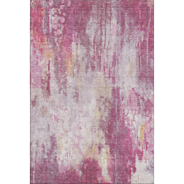 8' X 10' Pink Peach And Ivory Abstract Washable Area Rug With UV Protection