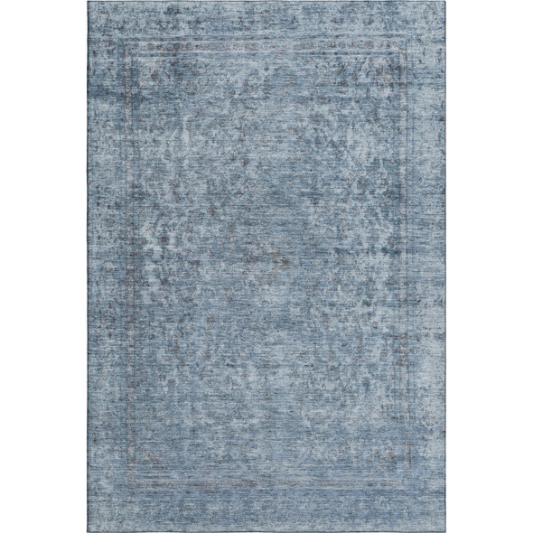 3' X 5' Blue And Gray Oriental Washable Area Rug With UV Protection