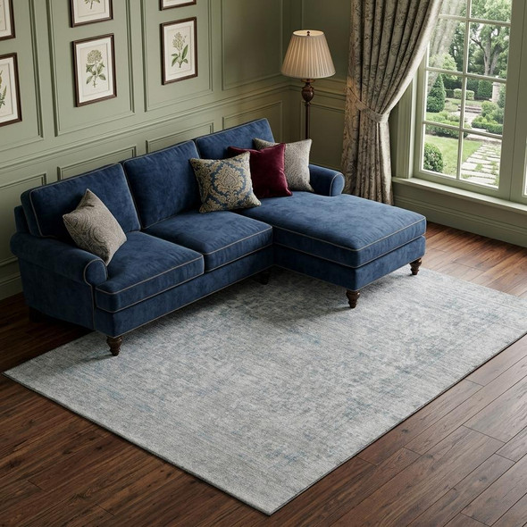 10' X 14' Silver And Gray Oriental Washable Area Rug With UV Protection