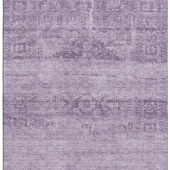 9' X 12' Plum And Lavender Oriental Washable Area Rug With UV Protection