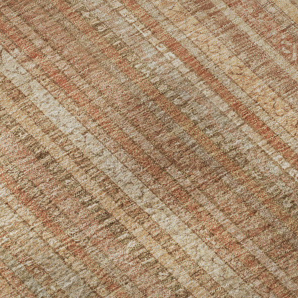 3' X 5' Rust Beige And Copper Striped Washable Area Rug With UV Protection
