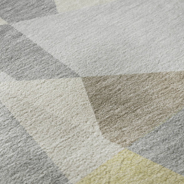 8' X 10' Pewter Ivory And Wheat Geometric Washable Area Rug With UV Protection