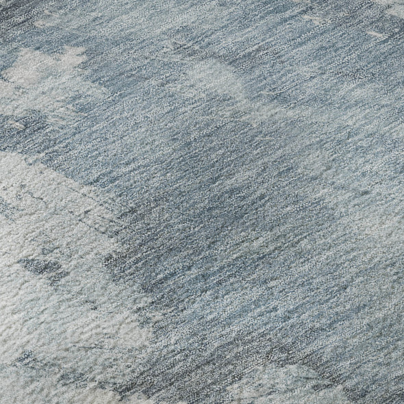 8' X 10' Sky Blue Gray And Silver Abstract Washable Area Rug With UV Protection