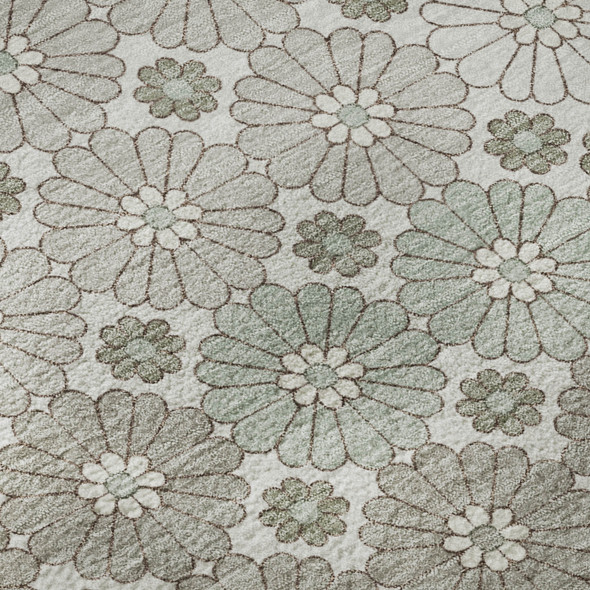 9' X 12' Taupe Beige And Teal Geometric Washable Area Rug With UV Protection