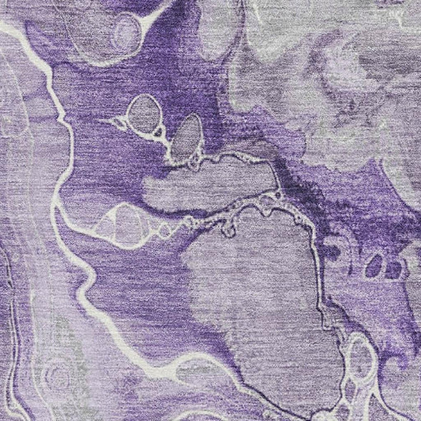 8' X 10' Purple Gray And Ivory Abstract Washable Area Rug With UV Protection