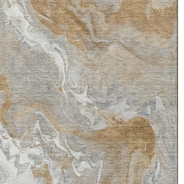 10' X 14' Graphite Beige And Ivory Abstract Washable Area Rug With UV Protection