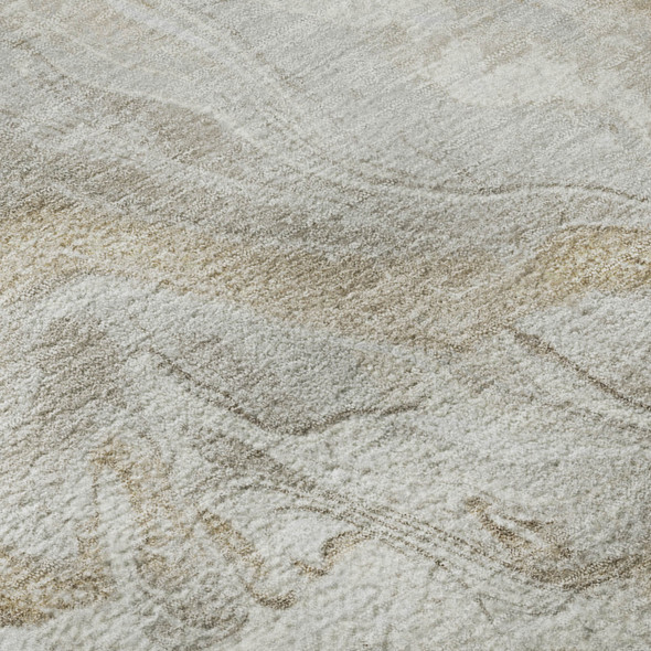 5' X 8' Ivory Tan And Beige Abstract Washable Area Rug With UV Protection