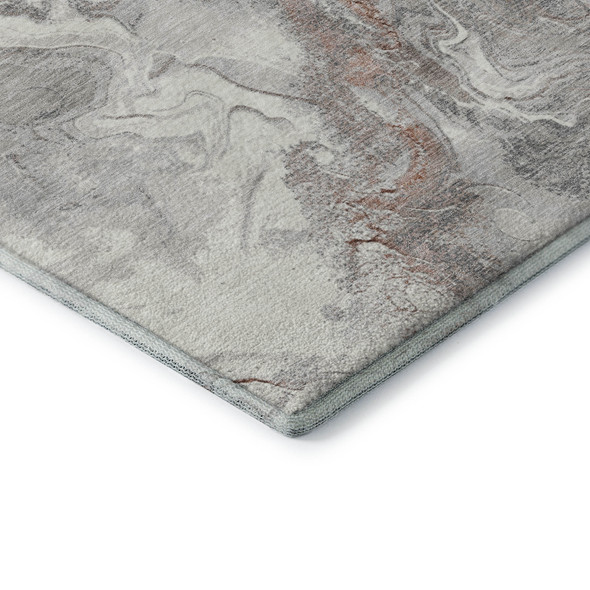 10' X 14' Salmon Gray And Ivory Abstract Washable Area Rug With UV Protection