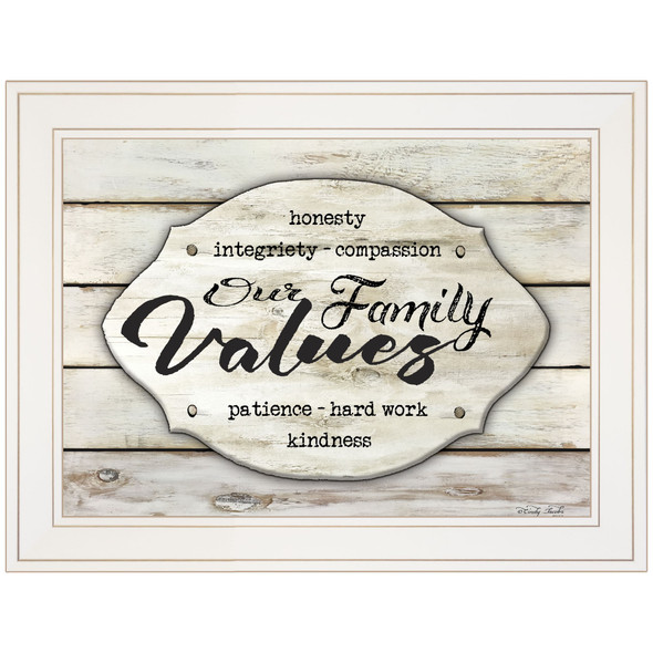 Our Family Values 2 White Framed Print Wall Art