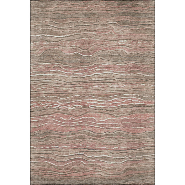 3' X 5' Coffee Copper And Beige Striped Washable Area Rug With UV Protection