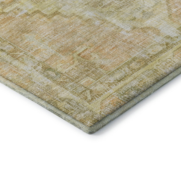 9' X 12' Gold And Ivory Oriental Washable Area Rug With UV Protection
