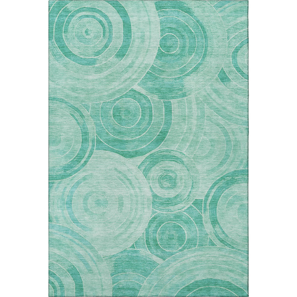 3' X 5' Teal And Ivory Geometric Washable Area Rug With UV Protection