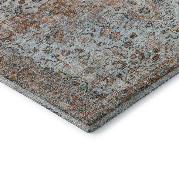 9' X 12' Rust And Beige Oriental Washable Area Rug With UV Protection