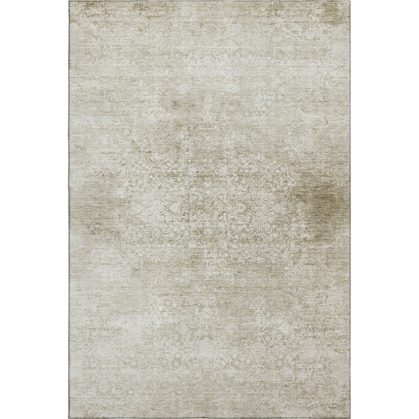 10' X 14' Beige And Ivory Oriental Washable Area Rug With UV Protection