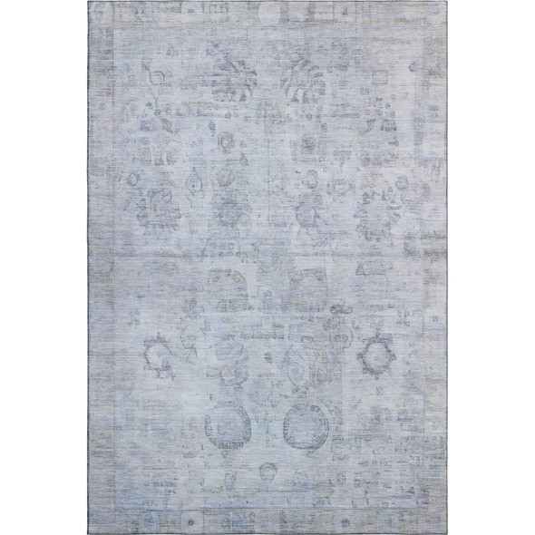 10' X 14' Sky Blue And Gray Oriental Washable Area Rug With UV Protection