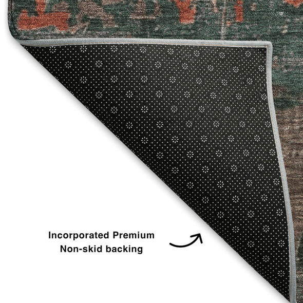 3' X 5' Coral Gray And Silver Abstract Washable Area Rug With UV Protection
