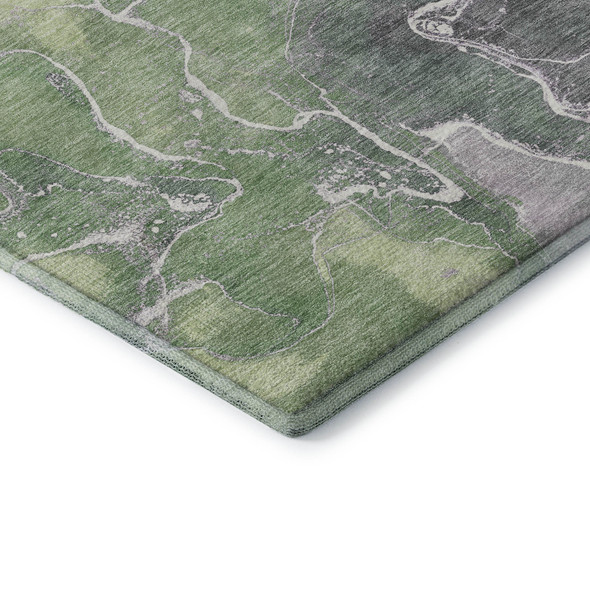 3' X 5' Green Purple And Gray Abstract Washable Area Rug With UV Protection