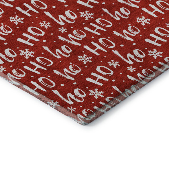 8' X 10' Red And Ivory Abstract Geometric Washable Area Rug With UV Protection