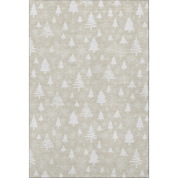 5' X 8' Beige And Ivory Abstract Geometric Washable Area Rug With UV Protection