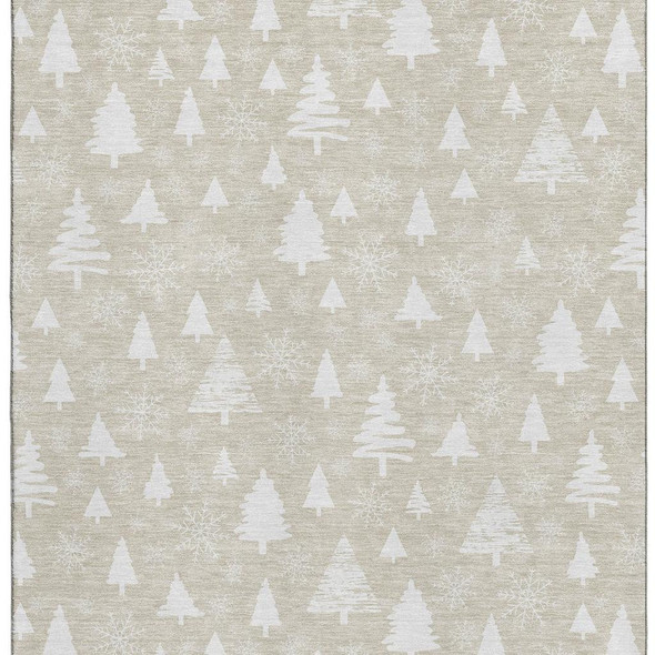 8' X 10' Beige And Ivory Abstract Geometric Washable Area Rug With UV Protection