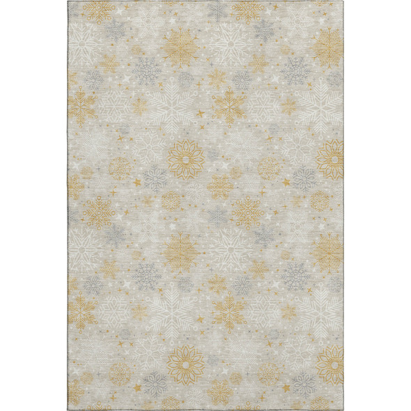 10' X 14' Beige Gold And Gray Abstract Geometric Washable Area Rug With UV Protection