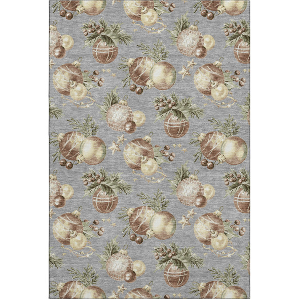 5' X 8' Gray Brown And Beige Polka Dot Washable Area Rug With UV Protection
