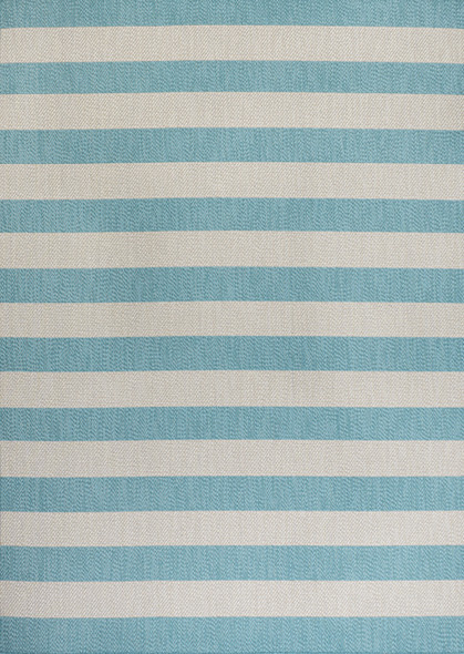 8' X 10' Aqua And Cream Striped Indoor Outdoor Area Rug