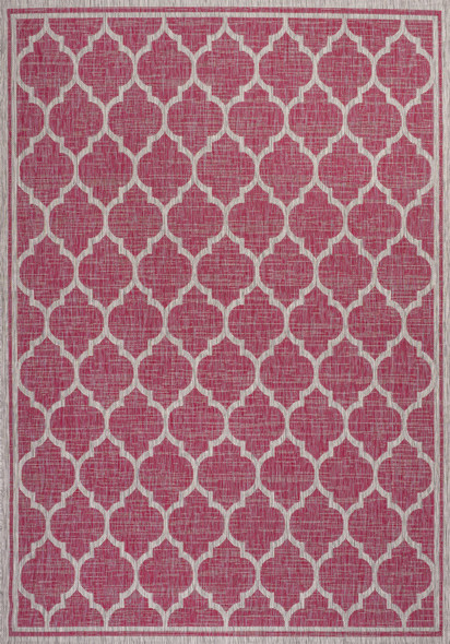 8' X 10' Fuchsia And Light Gray Geometric Indoor Outdoor Area Rug