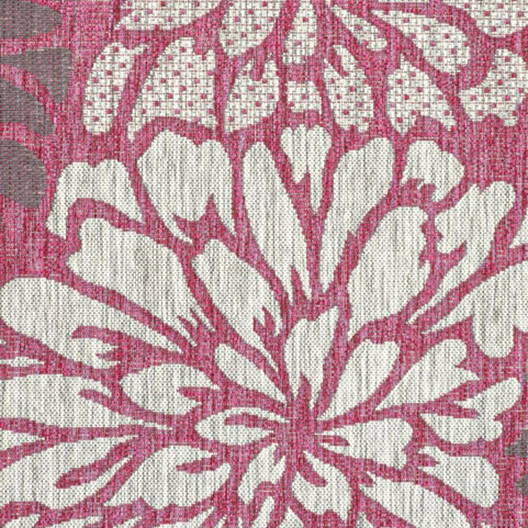 3' X 5' Fuchsia And Light Gray Floral Indoor Outdoor Area Rug
