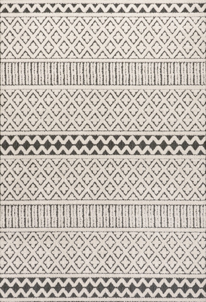 3' X 5' Cream And Black Trellis Indoor Outdoor Area Rug