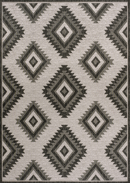 8' X 10' Black And Cream Moroccan Indoor Outdoor Area Rug