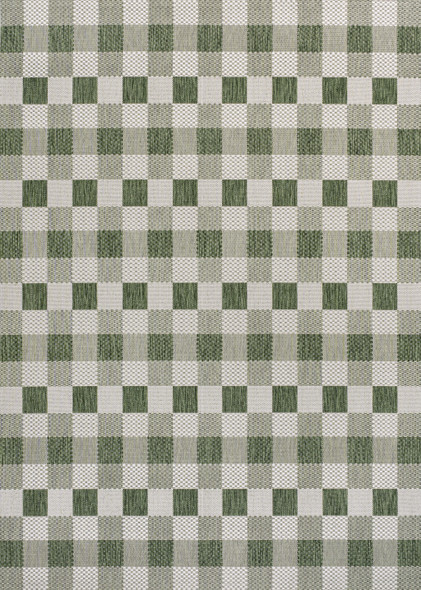 8' X 10' Green And Cream Geometric Indoor Outdoor Area Rug