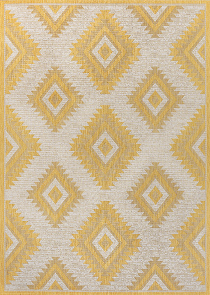 5' X 8' Yellow And Cream Moroccan Indoor Outdoor Area Rug