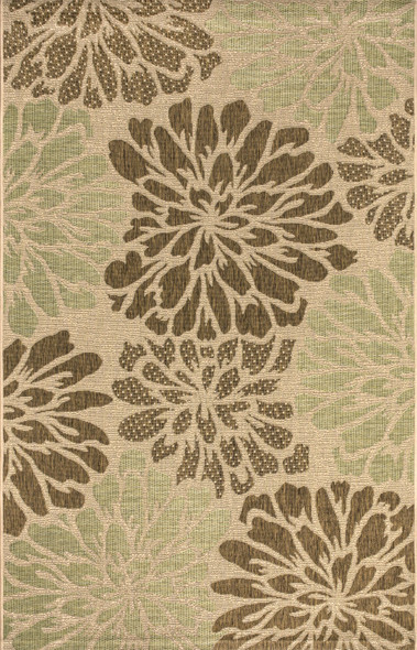 8' X 10' Sage And Brown Floral Indoor Outdoor Area Rug