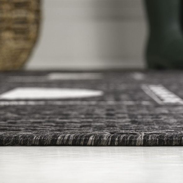 8' X 10' Black And Cream Geometric Indoor Outdoor Area Rug
