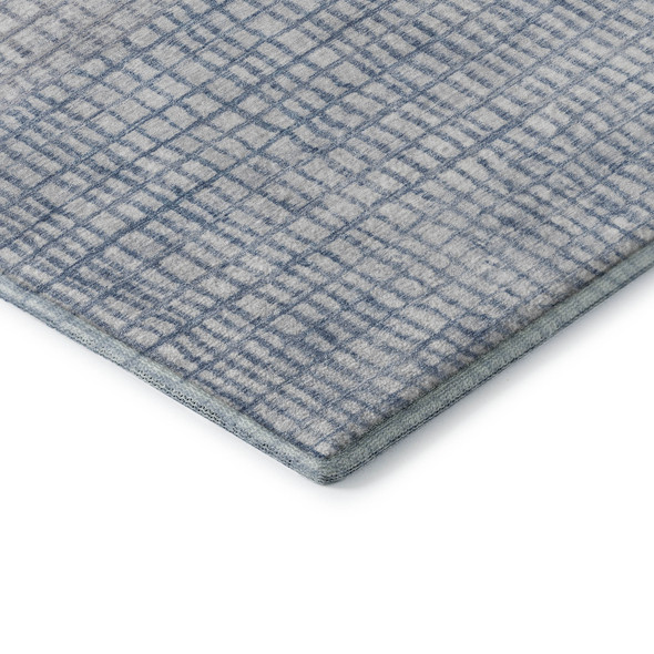 10' X 14' Sky Blue And Ivory Geometric Washable Area Rug With UV Protection
