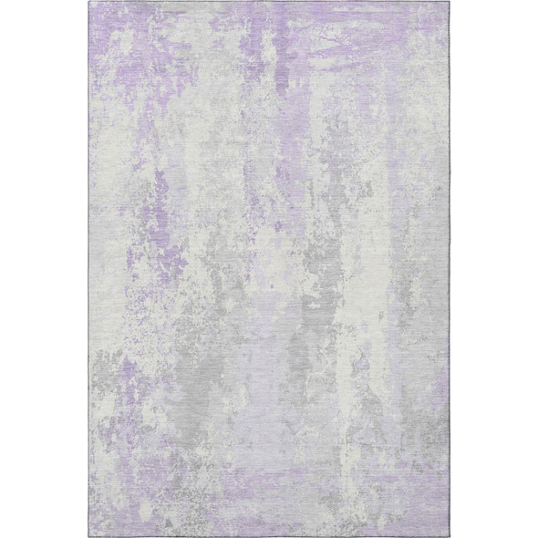 9' X 12' Lavender And Ivory Abstract Washable Area Rug With UV Protection
